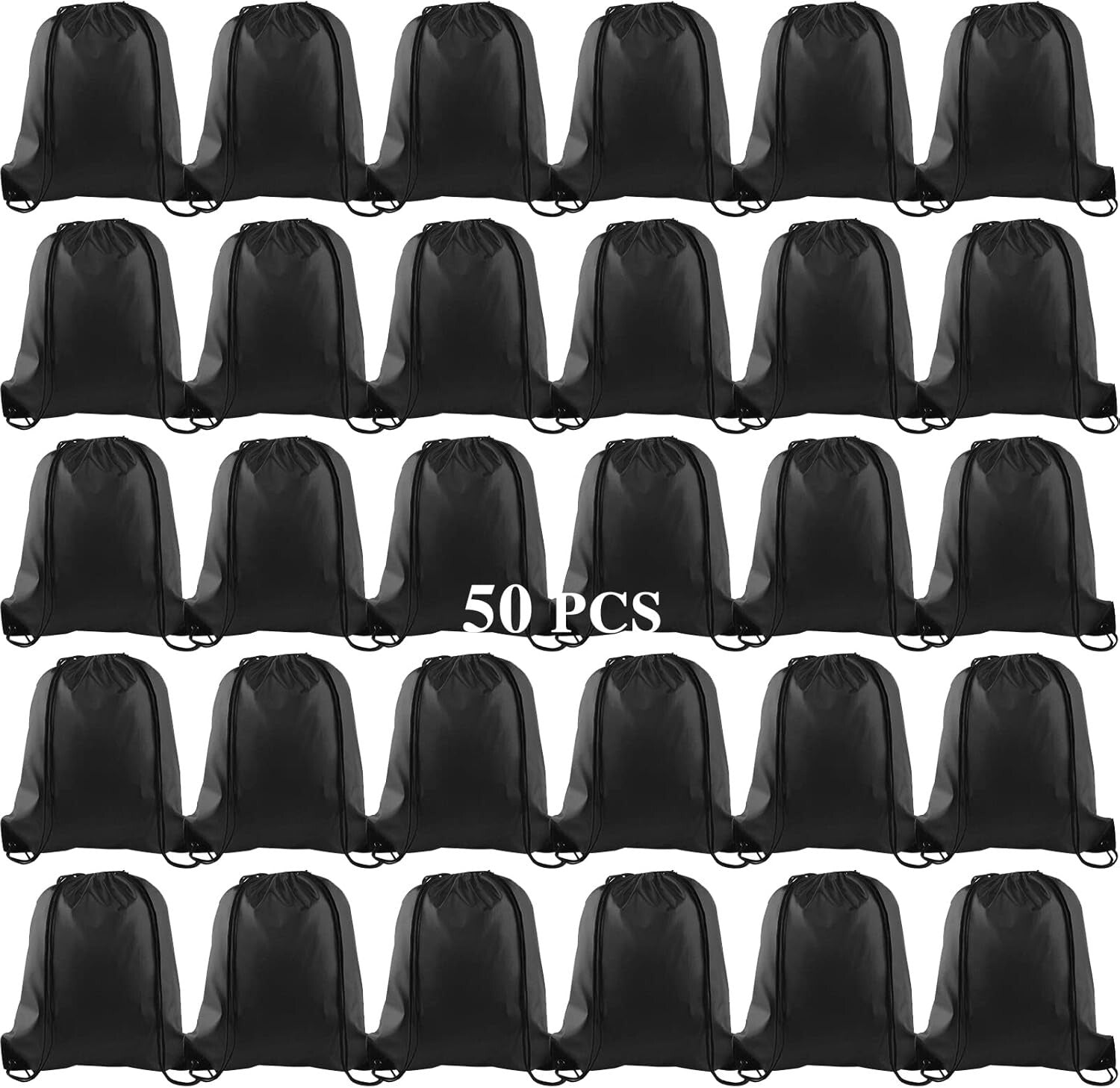 Durable 50 Pcs Black Drawstring Backpack Bulk - Perfect for Gym & Outdoor Fun