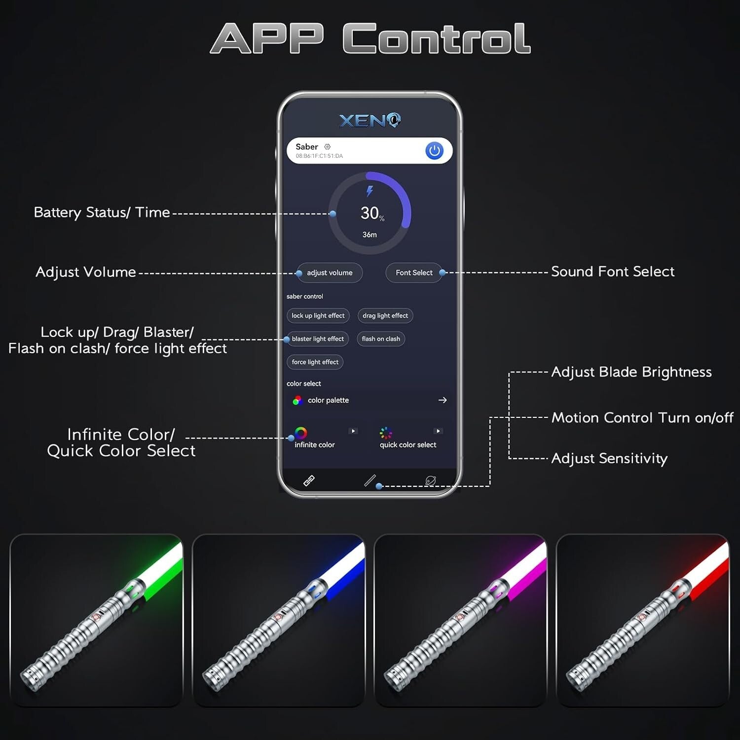 Interactive RGB Lightsaber with Smooth Swing FX - Perfect for Cosplay & Dueling