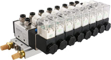 Load image into Gallery viewer, Brass &amp; Steel 5 Port Solenoid Valve Manifold – Compact 2 Position Quick Fittings