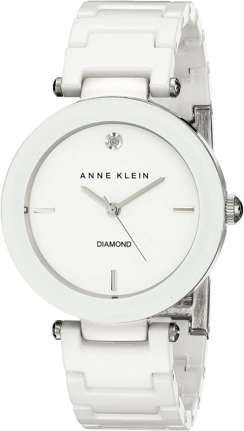 Elegant Women's Ceramic Timepiece with Diamond and Adjustable Link Bracelet