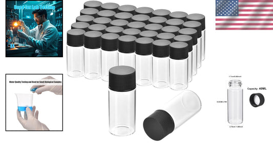 Durable 40ML Glass Vials with Screw Caps - Leakproof & Lightweight - 100 Pack