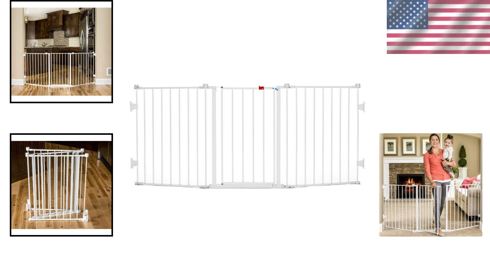 Adjustable 76-Inch Baby Gate with Wall Mount Hardware for Easy Installation