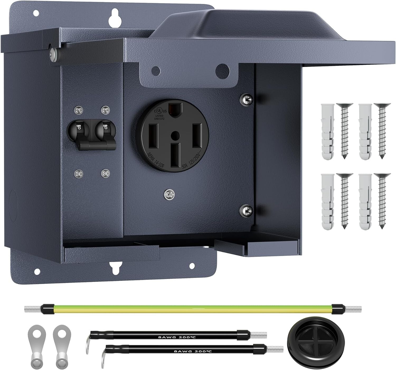 Durable 50 Amp Lockable RV Power Outlet with Breaker - Reliable Outdoor Solution