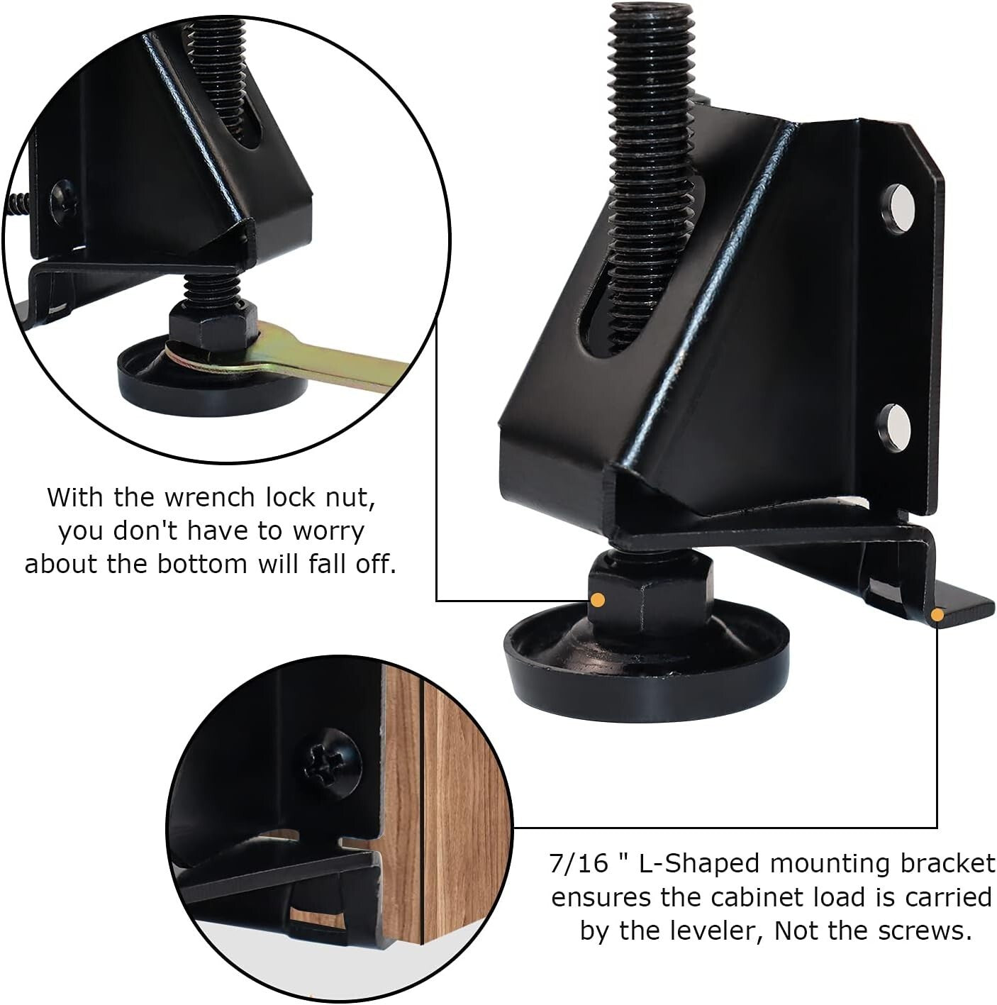 Alloy Steel 16 PCS Furniture Leveling Feet with Rubber Caps for Floor Protection