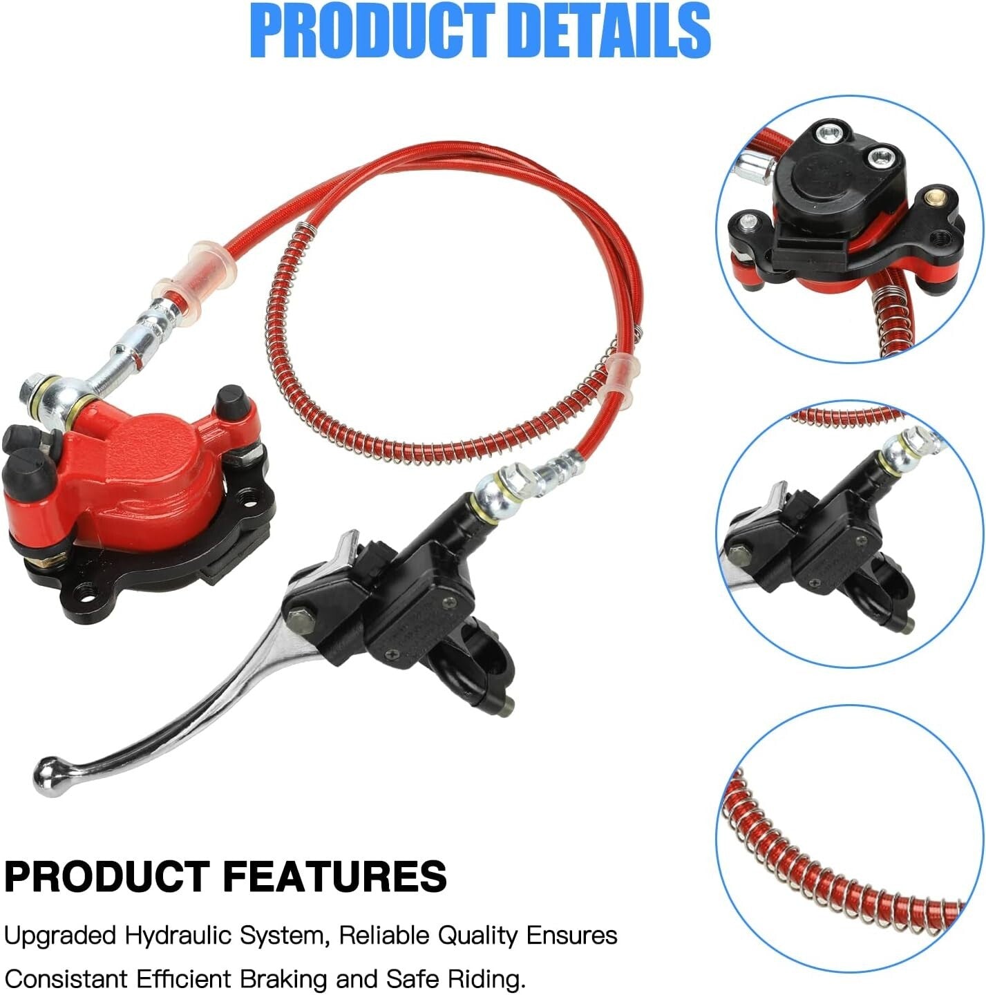 Mini Bike Hydraulic Brake System Assembly with Enhanced Clamping Power & Hose