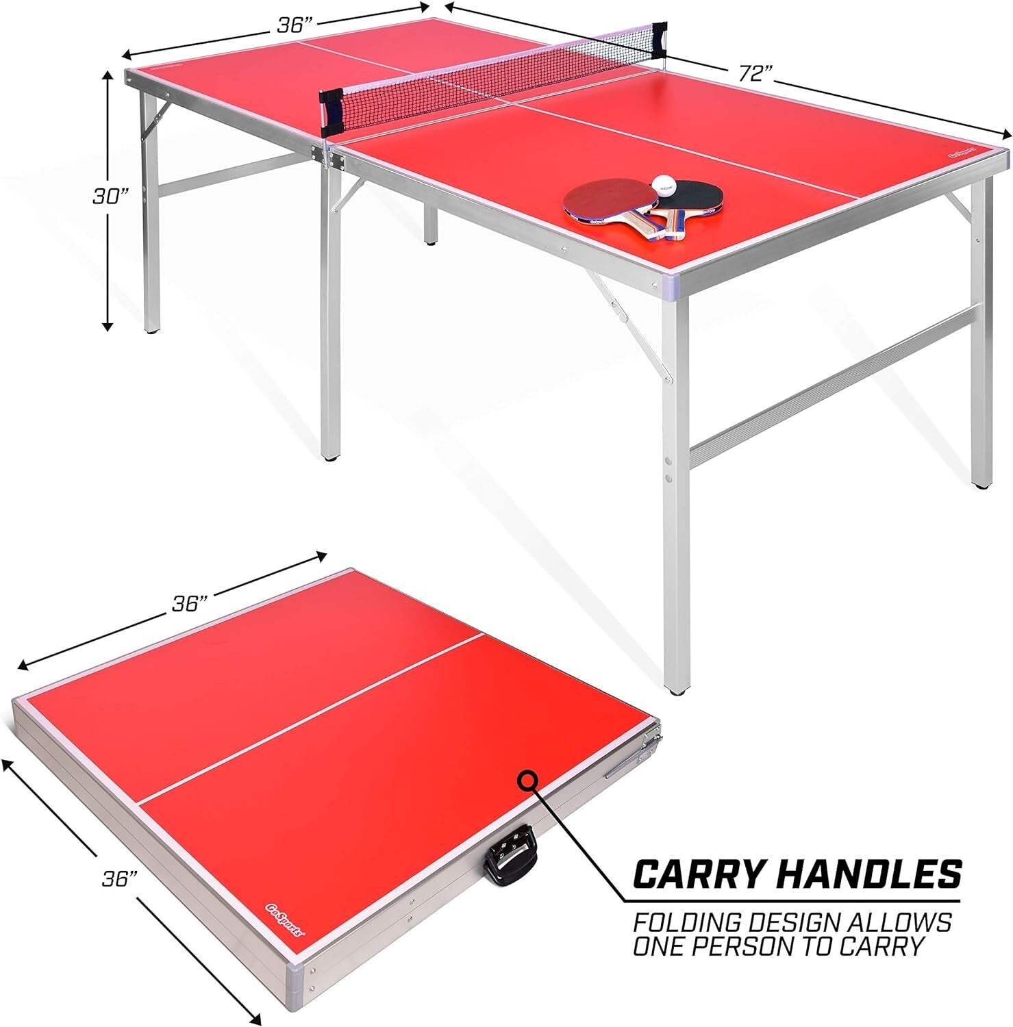 Aluminum Mid-Size Table Tennis Table with Instant Setup - Lightweight & Durable