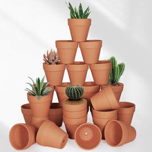 Load image into Gallery viewer, 24-Pack 4 Inch Terracotta Clay Pots with Drainage for Charming Plants &amp; Crafts
