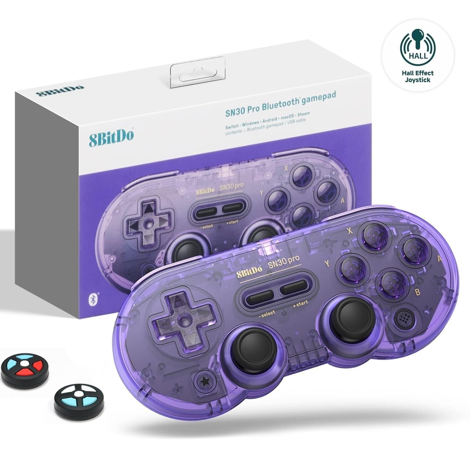 Crystal Purple SN30 Pro Gamepad - Dual Mode Wireless & USB-C for Ultimate Gaming