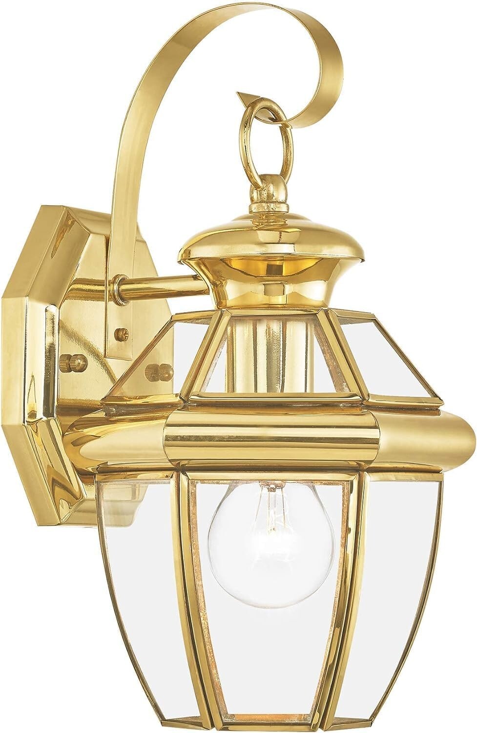 Handcrafted Solid Brass Wall Sconce with Clear Glass Shade for Outdoor Elegance