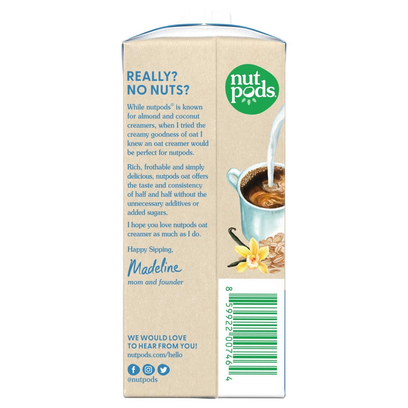 Rich Creamy Oat French Vanilla Creamer - Gluten-Free & Sugar-Free (Pack of 12)