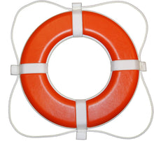 Load image into Gallery viewer, Vibrant 24" Orange Life Ring Buoy with UV-Resistant Grab Lines - Trusted Quality