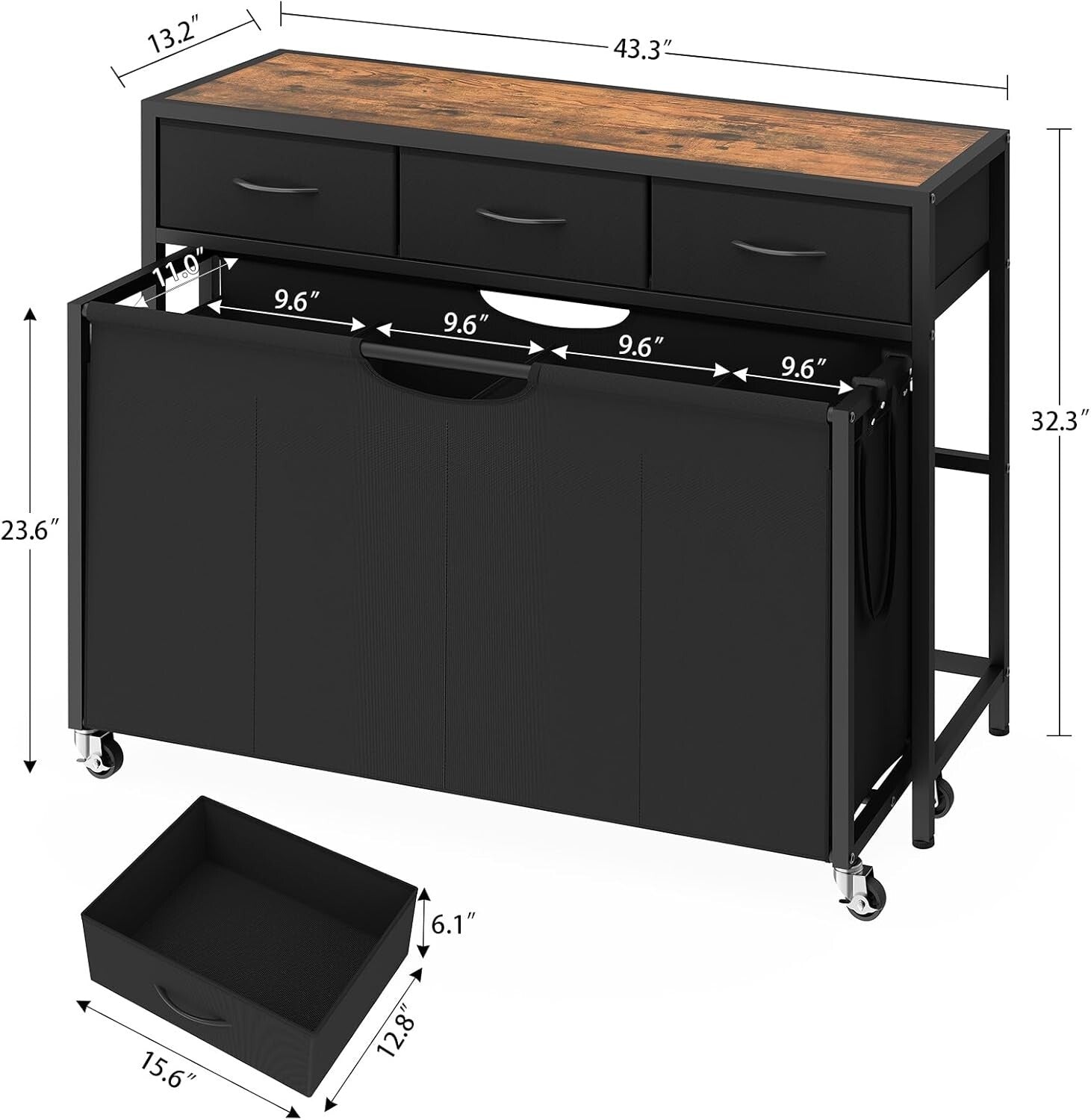 Multi-Functional 300L Laundry Basket with Rolling Design & Sturdy Tabletop