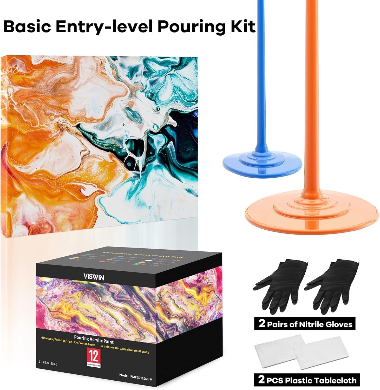 All-In-One French Easel Painting Kit - 15 Acrylics, Brushes, and Canvas Included