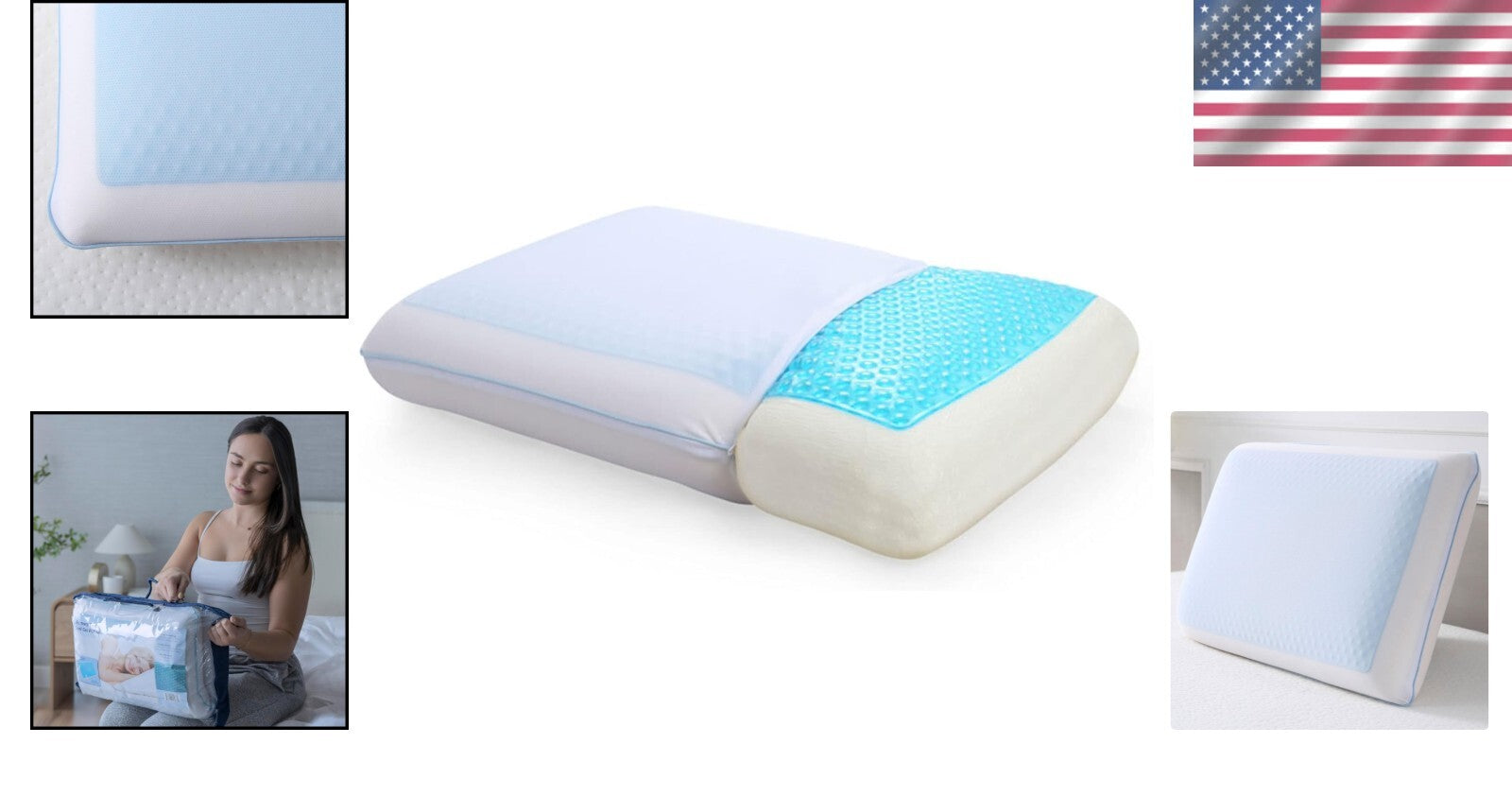 Ergonomic Reversible Cooling Pillow - Soft Gel Memory Foam for Restful Sleep