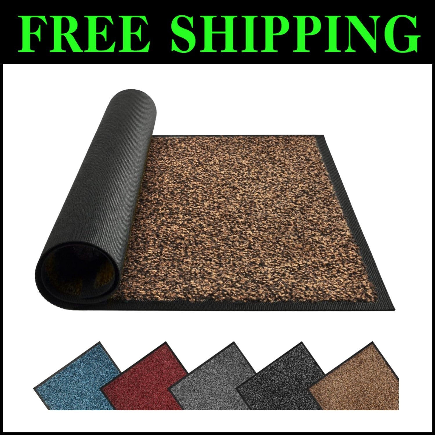 Machine Washable Low Profile Entry Rug, 60" x 36", Stain Resistant Doormat