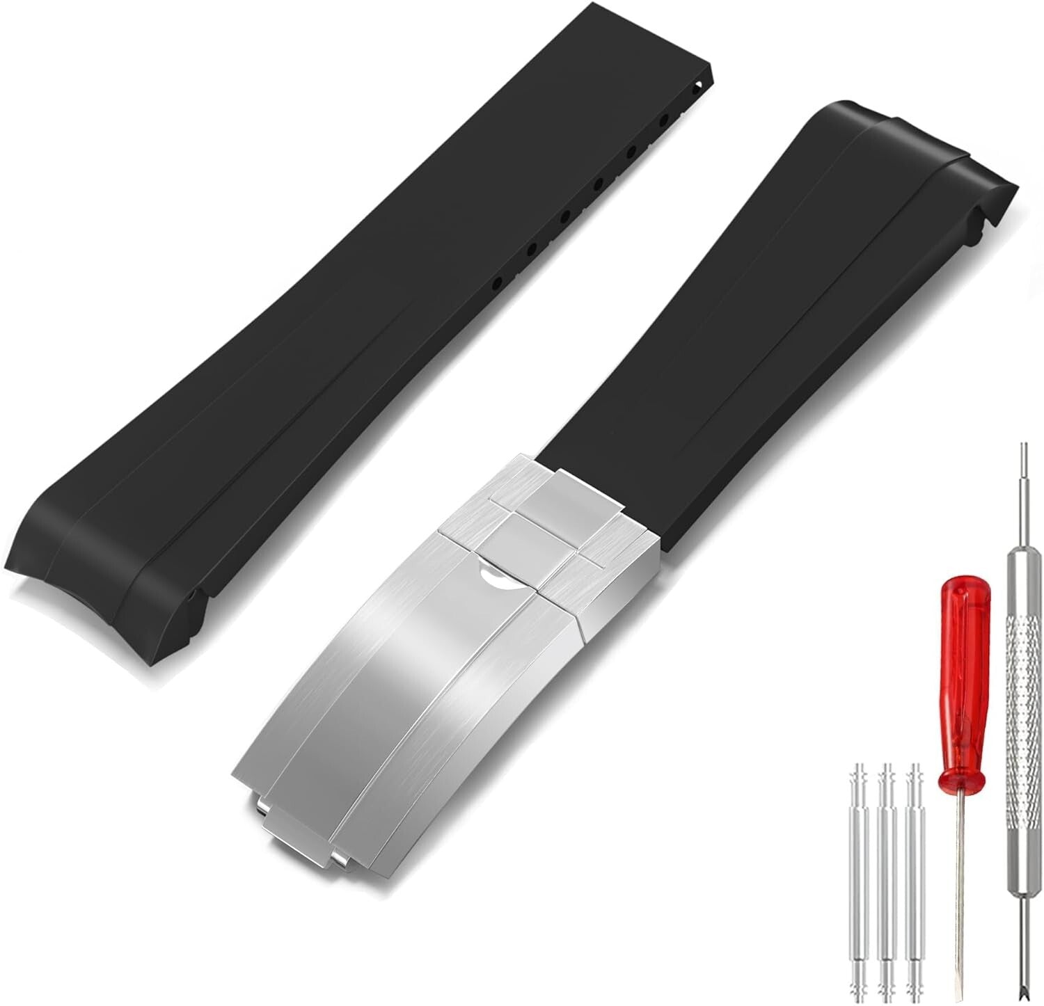 Change Your Style with 20mm Rubber Watch Band - Black, Blue & Green Choices