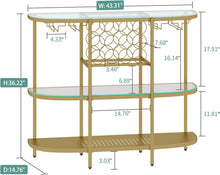Load image into Gallery viewer, Compact Modern Gold Bar Table with 12-Bottle Wine Rack and Glass Holders