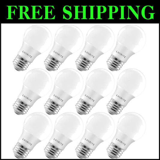 Energy-Saving A15 LED Bulbs, 40W Equivalent, Dimmable 12-Pack for Indoor/Outdoor