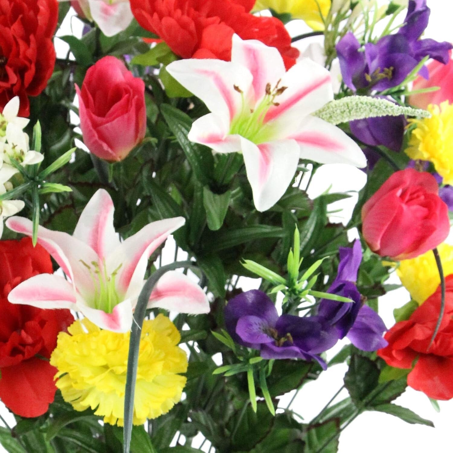 40-Stem Artificial Mixed Flower Arrangement - Vibrant Roses, Lilies & Peonies