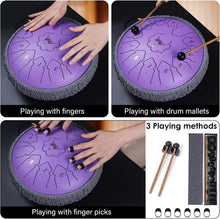 Load image into Gallery viewer, HandPan 12-Inch Steel Tongue Drum with Accessories for Meditation &amp; Healing