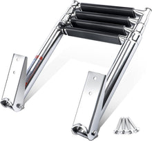 Load image into Gallery viewer, Compact Stainless Steel Telescoping 4 Step Ladder for Pontoon &amp; Yacht Boarding