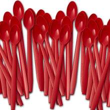 Load image into Gallery viewer, Colorful 8-Inch Plastic Spoons: 500ct Heavy-Duty Dessert Utensils in Sundae Red