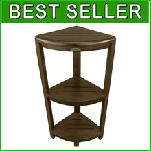 Load image into Gallery viewer, Durable Teak Shower Caddy with Adjustable Feet - Perfect for Corner Spaces