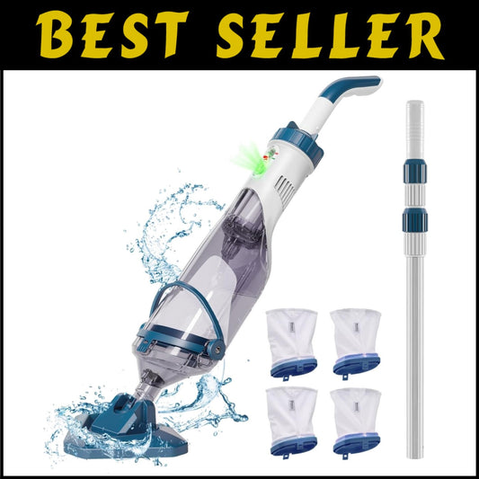 Rechargeable Handheld Pool Cleaner - 60 Min Runtime & Fast Charging for Easy Use