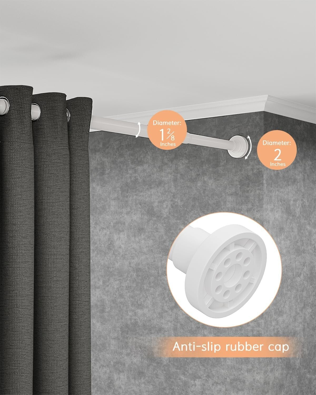 Durable No-Drill Tension Curtain Rods 66-120 Inch - Stability for Every Window