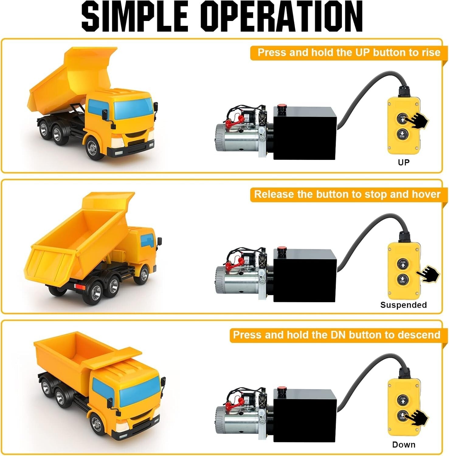 Compact 15 Quart Hydraulic Power Unit - Ideal for Trailers, Forklifts, and More