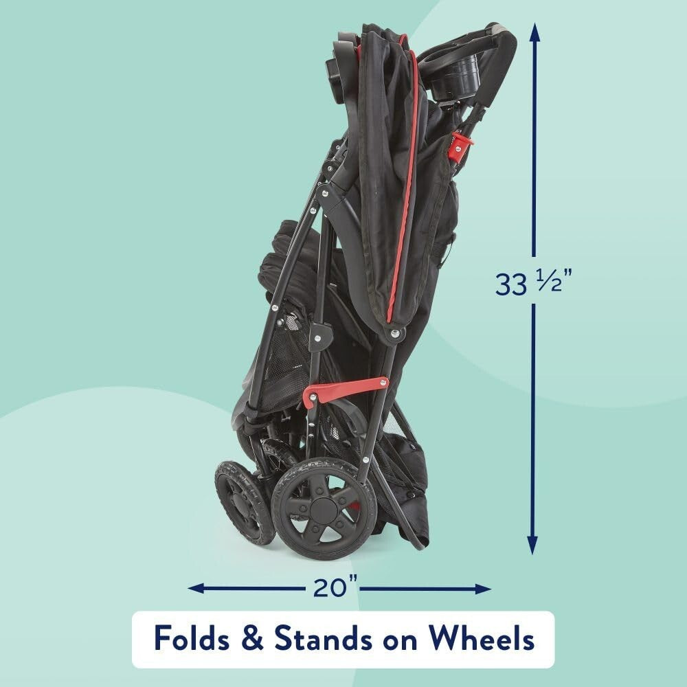 Cloud Plus Red/Black Double Stroller - Reclining, Spacious, and Stylish Design