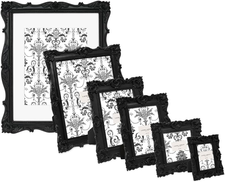 Elegant 11x14 Black Resin Frame with Floral Design - Portrait or Landscape