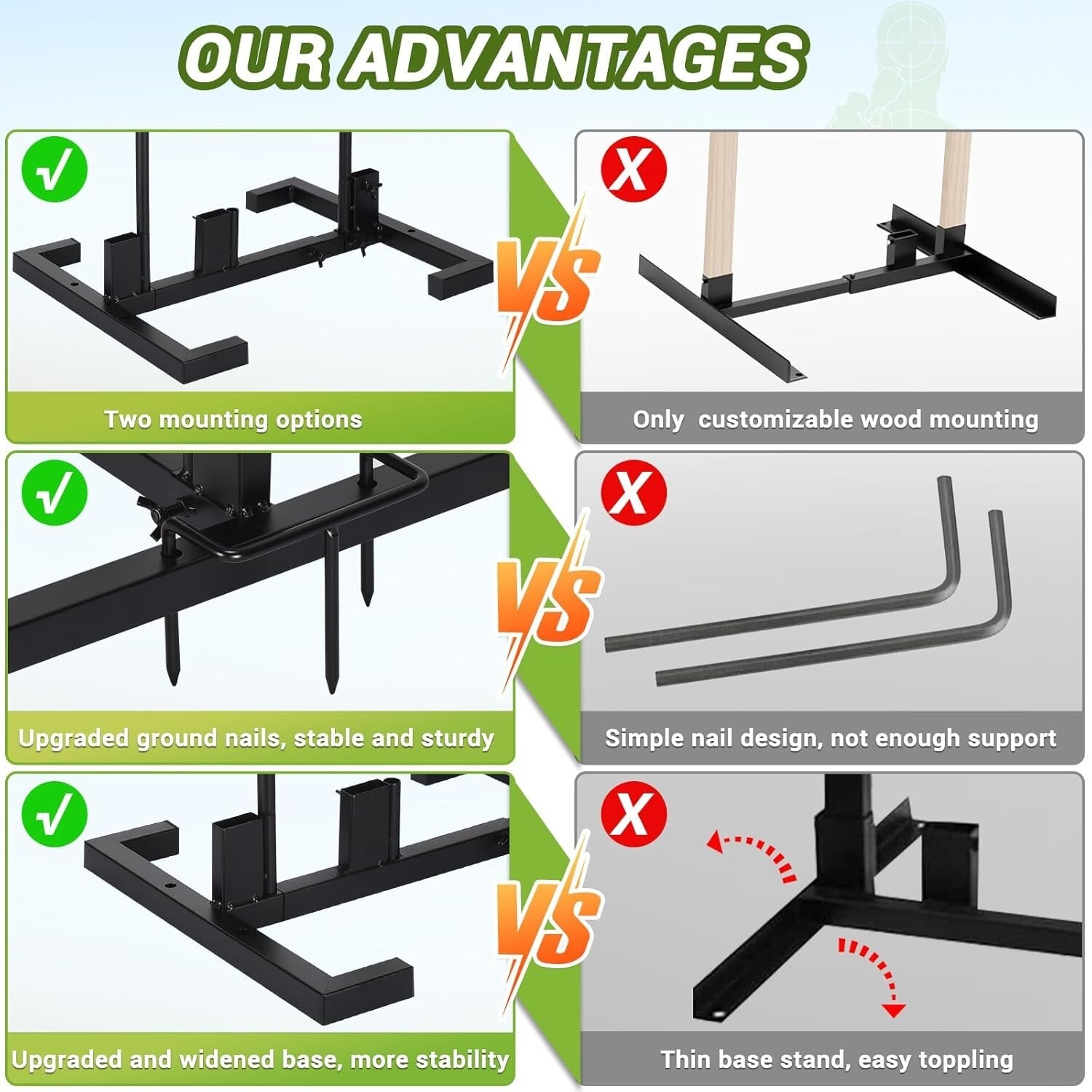 Shooting Target Stand with Adjustable Width, Two Mounting Options & 10 Targets