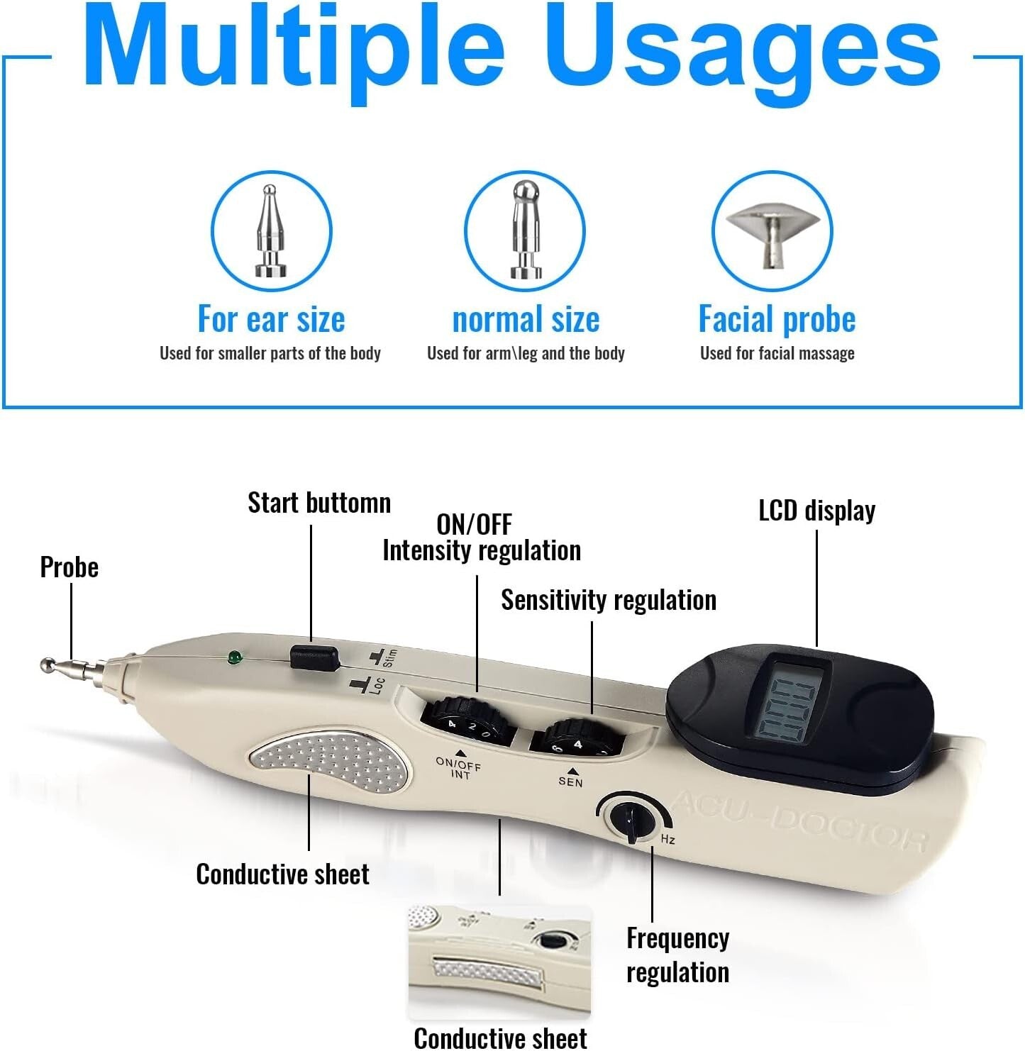 Electronic Acupuncture Pen: Painless Pain Management with 3 Adjustable Heads