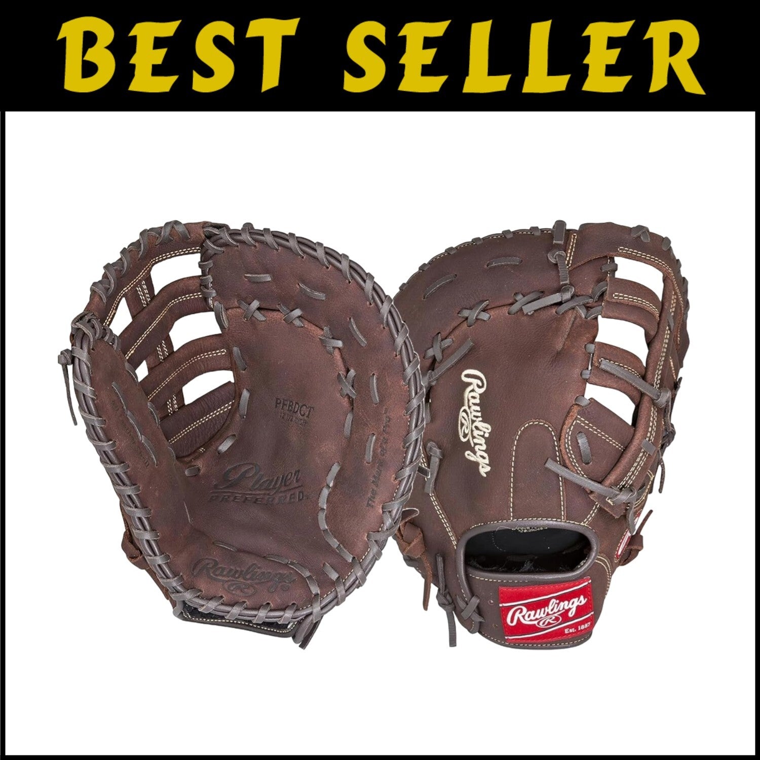 12.5" Adult Baseball/Softball Glove | Durable Full Grain Leather First Base Mitt