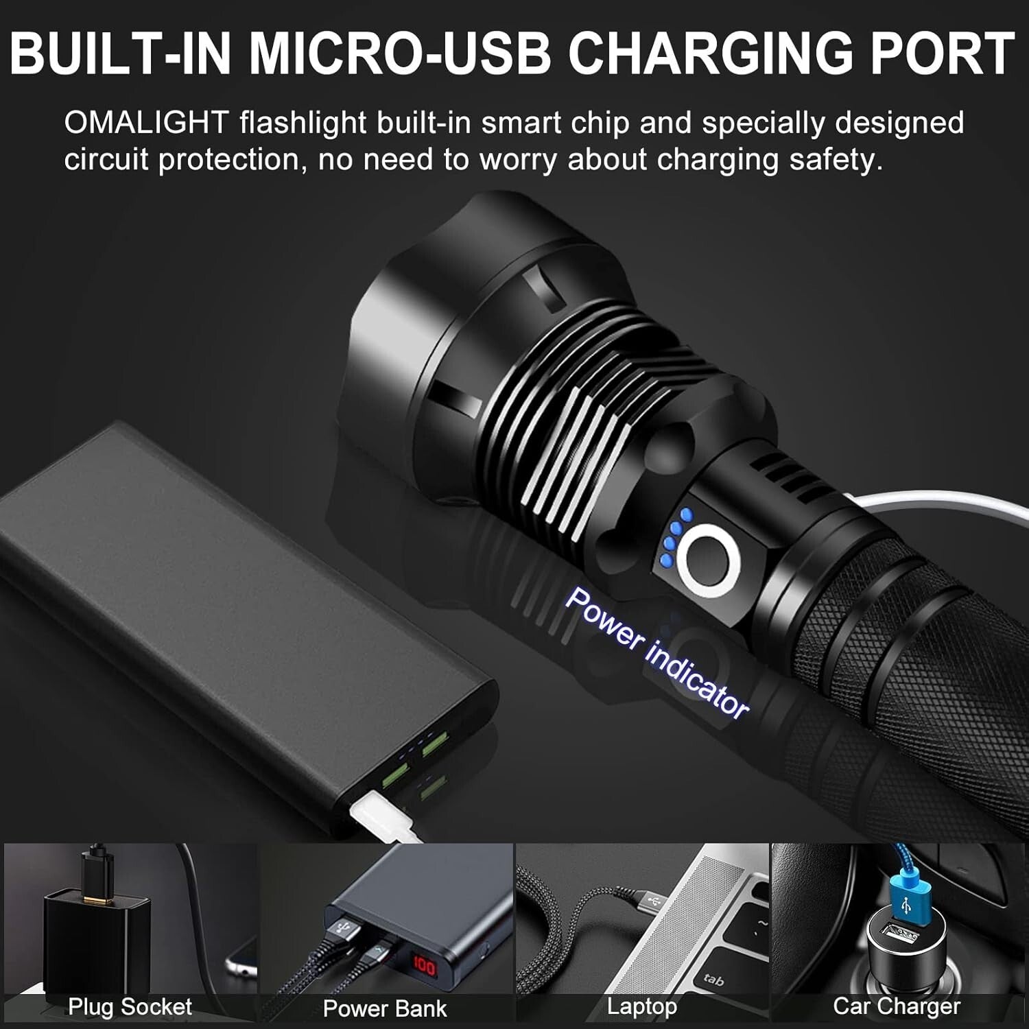 Adventure-Ready Tactical LED Flashlight: 990000 Lumens, Lightweight & Waterproof
