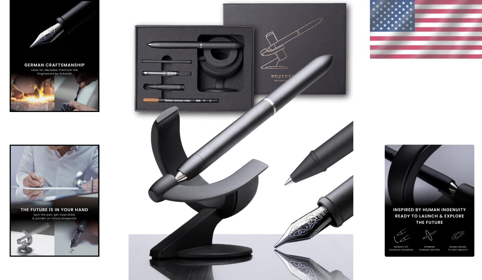 Elegant Hoverpen Future - Fine Nib Luxury Dual Pen Set for Sophisticated Gifting