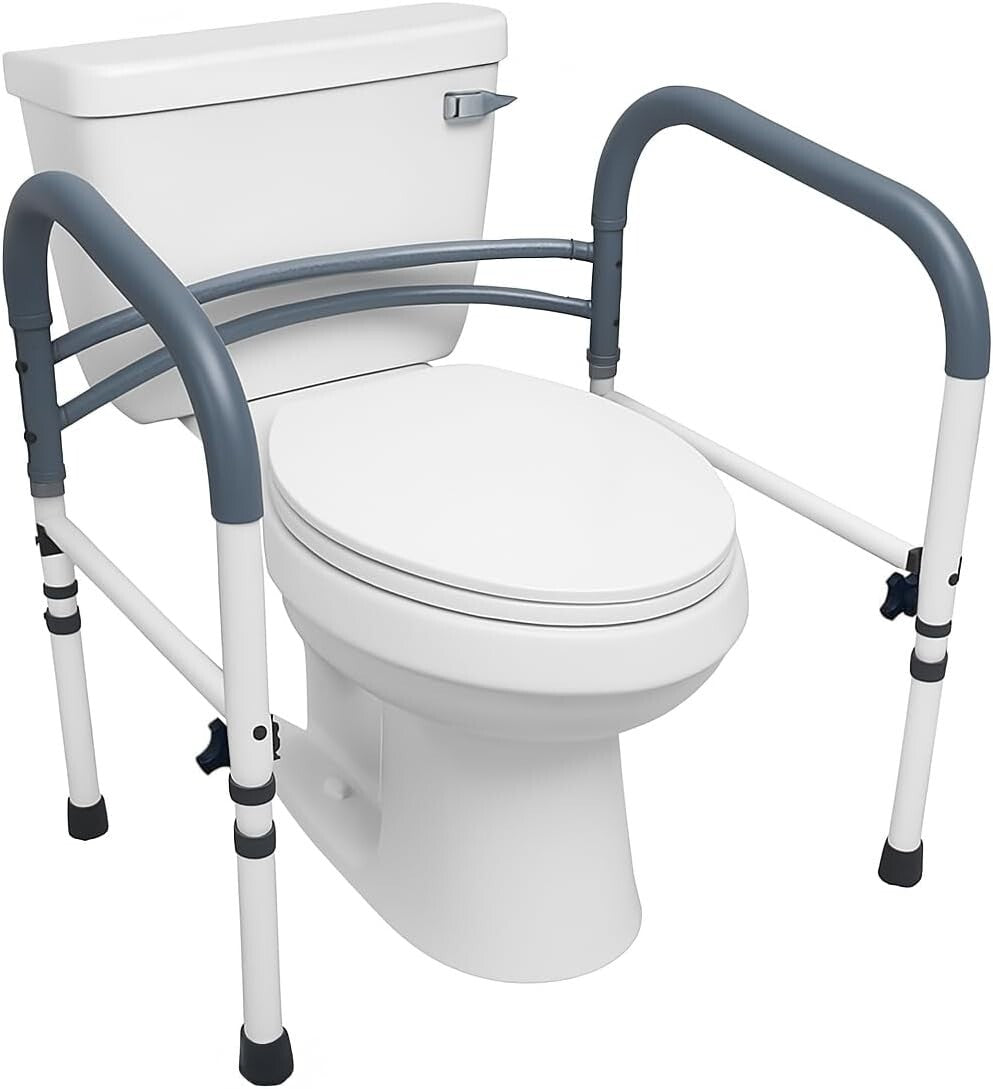 Adjustable Toilet Safety Rails and Handles for Seniors - Easy Setup & Sturdy