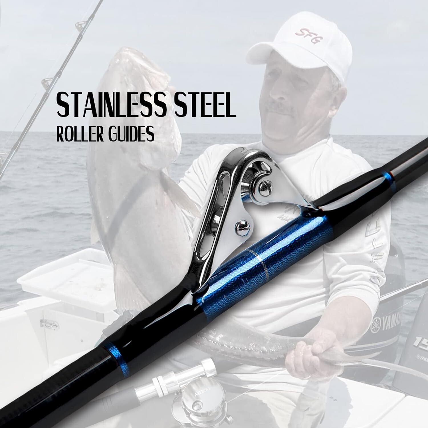 7.5 Feet Glass Graphite Fishing Rod with Stainless Steel Roller Guides