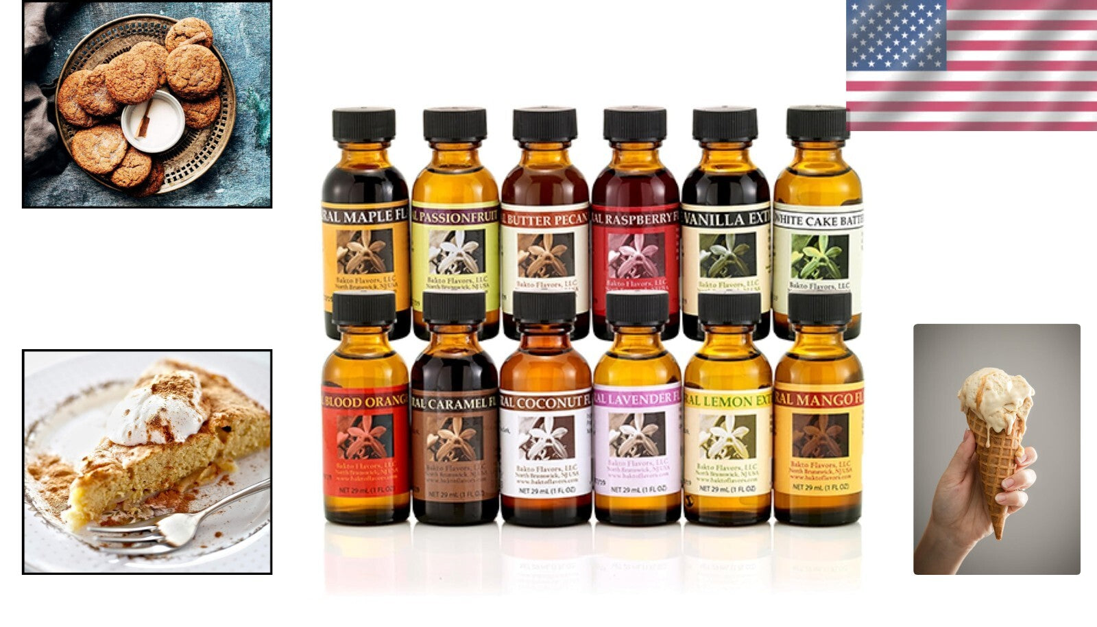 Baker's Best Collection: 12 Natural Flavor Extracts for All Your Baking Needs