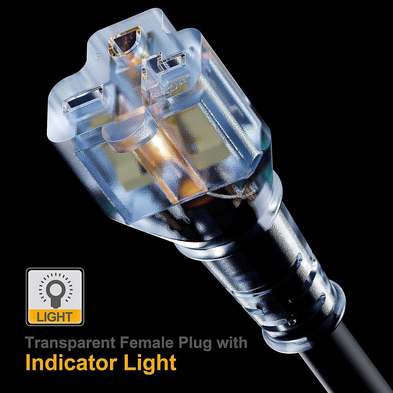 25-Feet / 7.65M Heavy Duty 20 Amp Nema 6-20P Extension Cord with Indicator Light