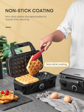 Load image into Gallery viewer, Portable 1200W Waffle Maker &amp; Panini Press - Removable Plates for Easy Cooking