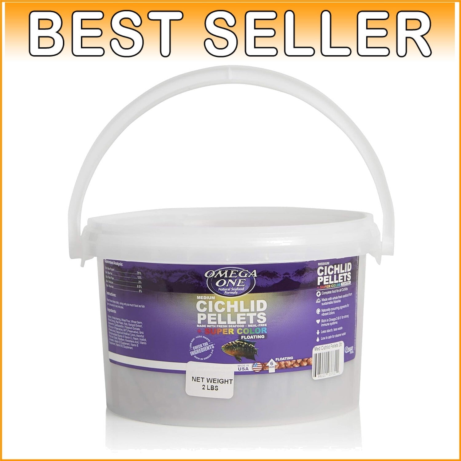 Sustainable 2 lb Cichlid Pellets from Wild-Caught Alaskan Seafood - No Fishmeal