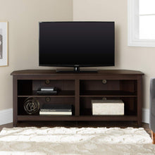 Load image into Gallery viewer, Durable Espresso 2-Shelf Corner TV Console for Stylish Living Rooms, 58 Inch