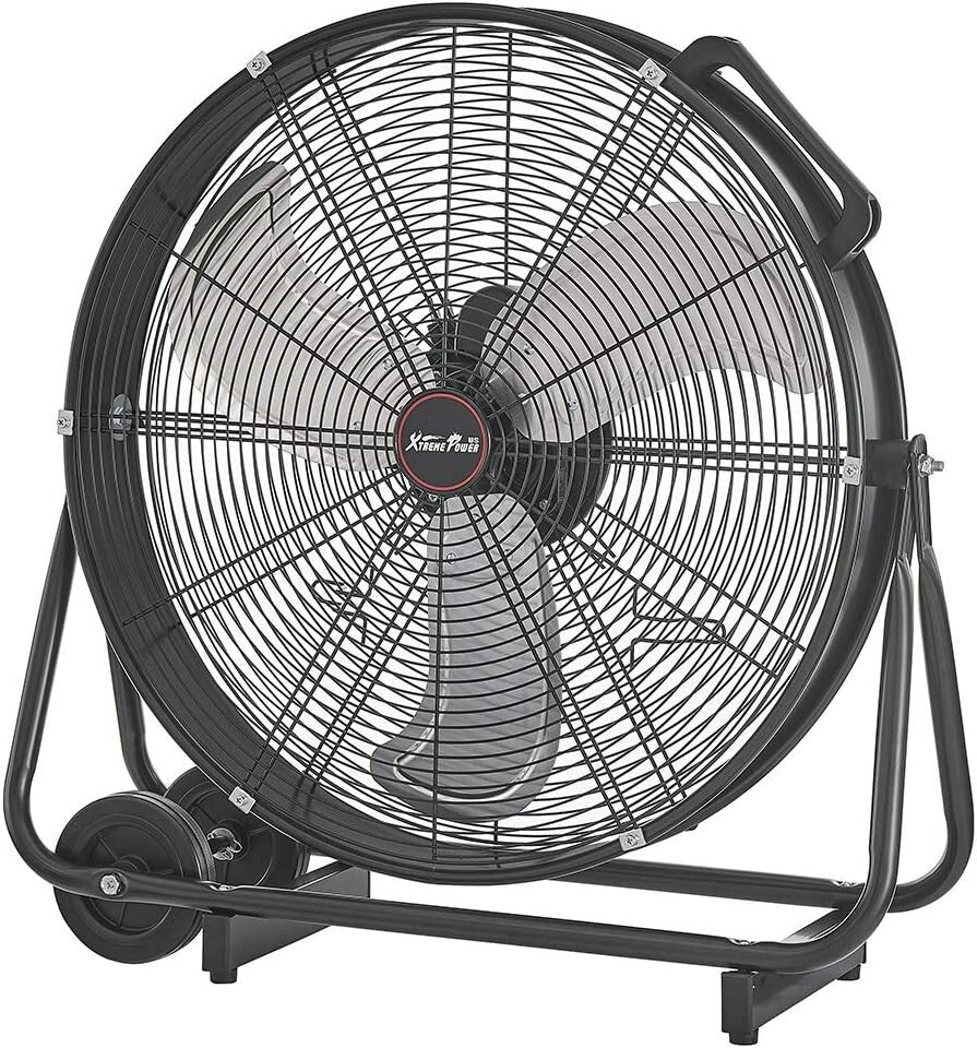 Durable High-Velocity 24-Inch Drum Fan with Adjustable Speed for Garage & Office
