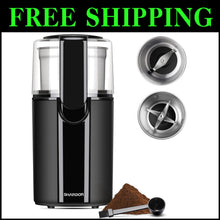 Load image into Gallery viewer, Versatile Electric Coffee &amp; Spice Grinder with 2 Removable Stainless Steel Bowls