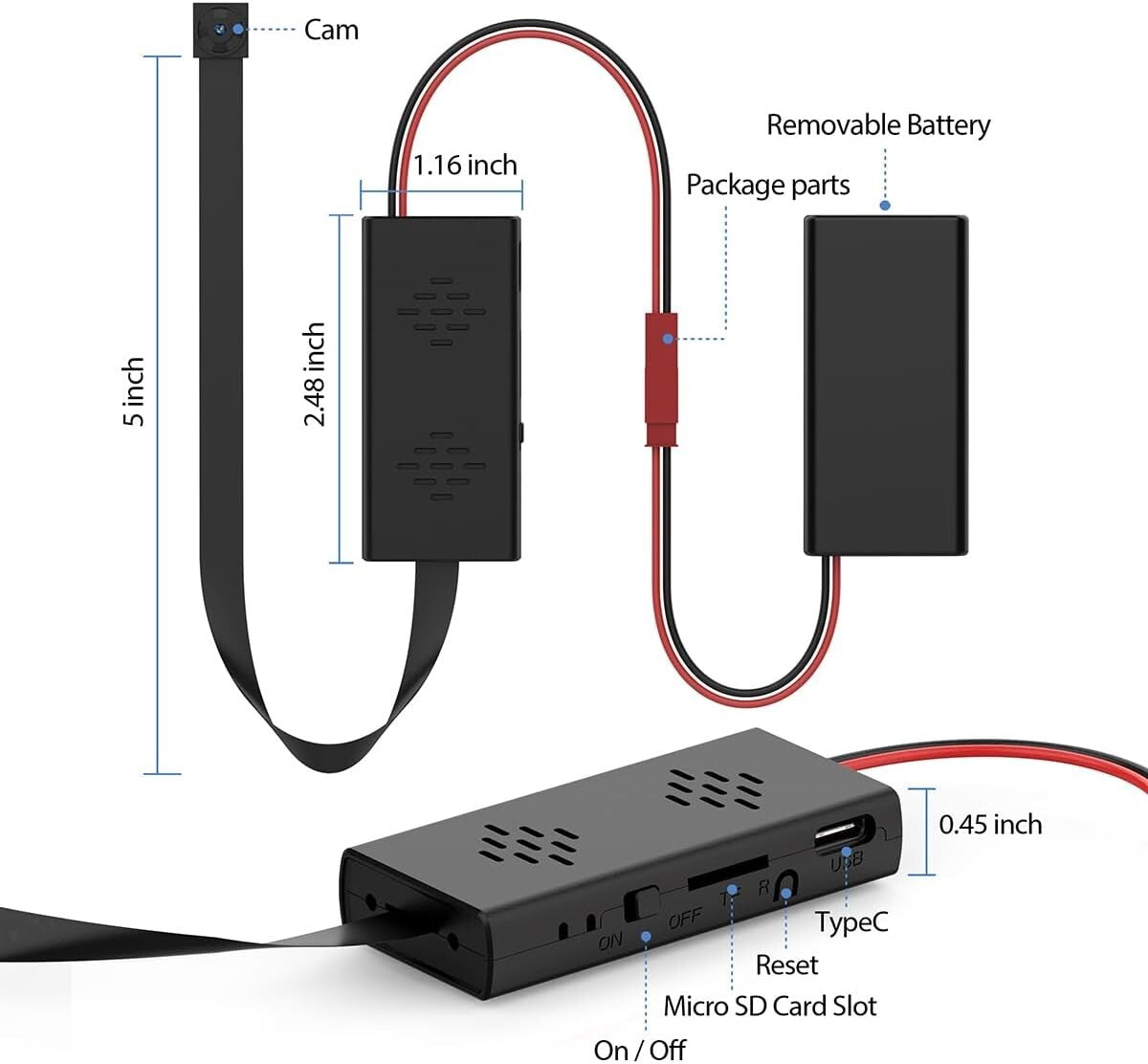 Discreet 4K High-Definition Mini Surveillance Camera with 64G SD Card Included