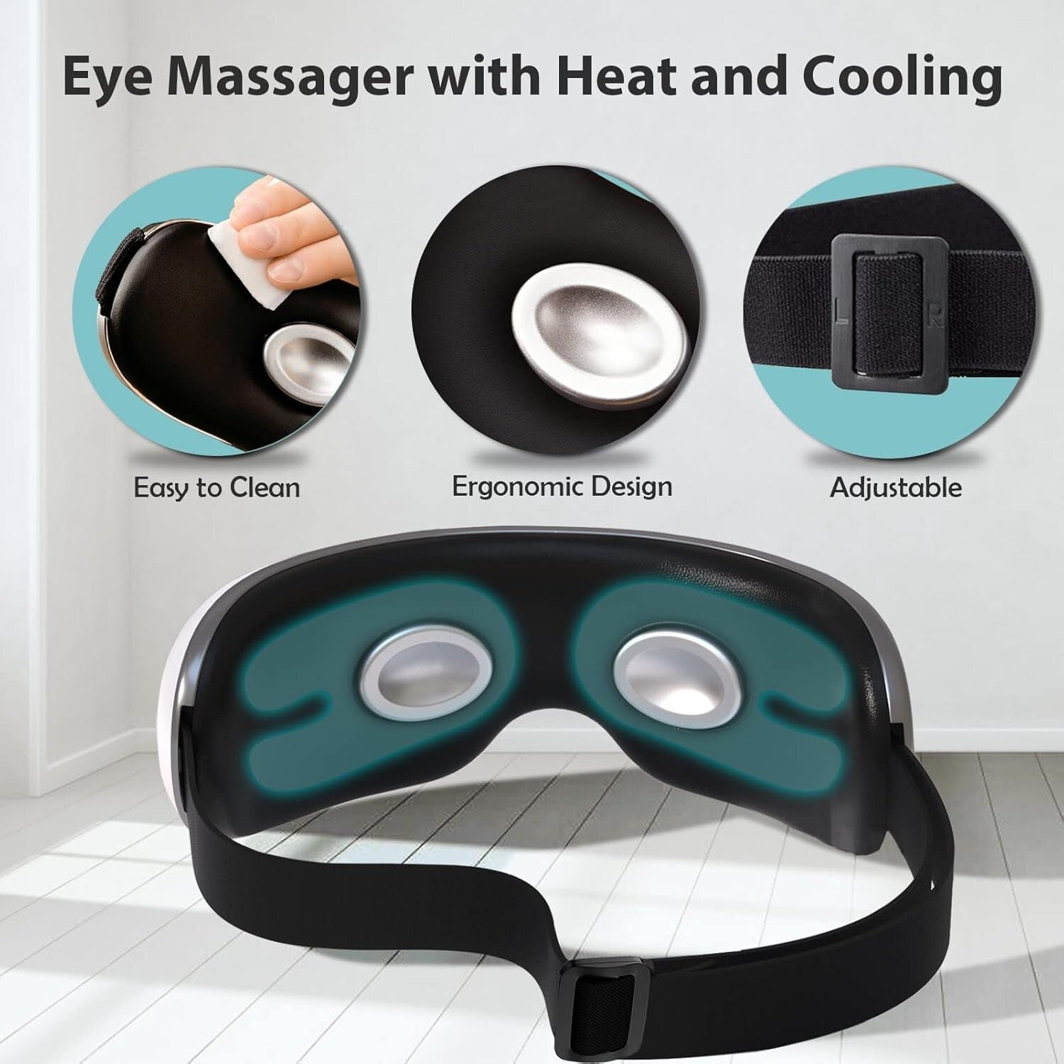 Bluetooth Eye Massager with Heat & Cooling – Relieve Migraines & Dark Circles