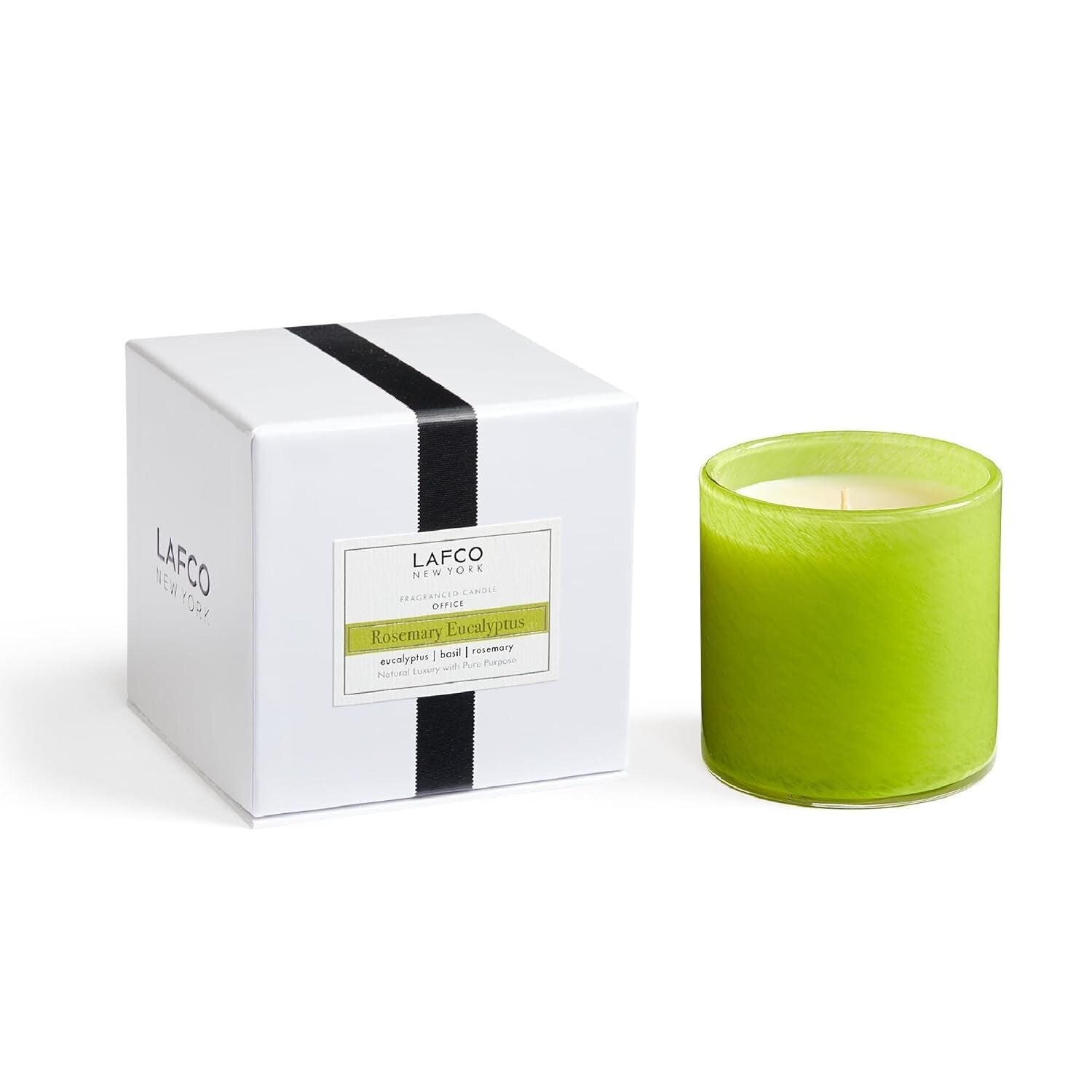 Elegant 6.5 oz Rosemary Eucalyptus Candle in Reusable Glass Vessel - 50 Hours