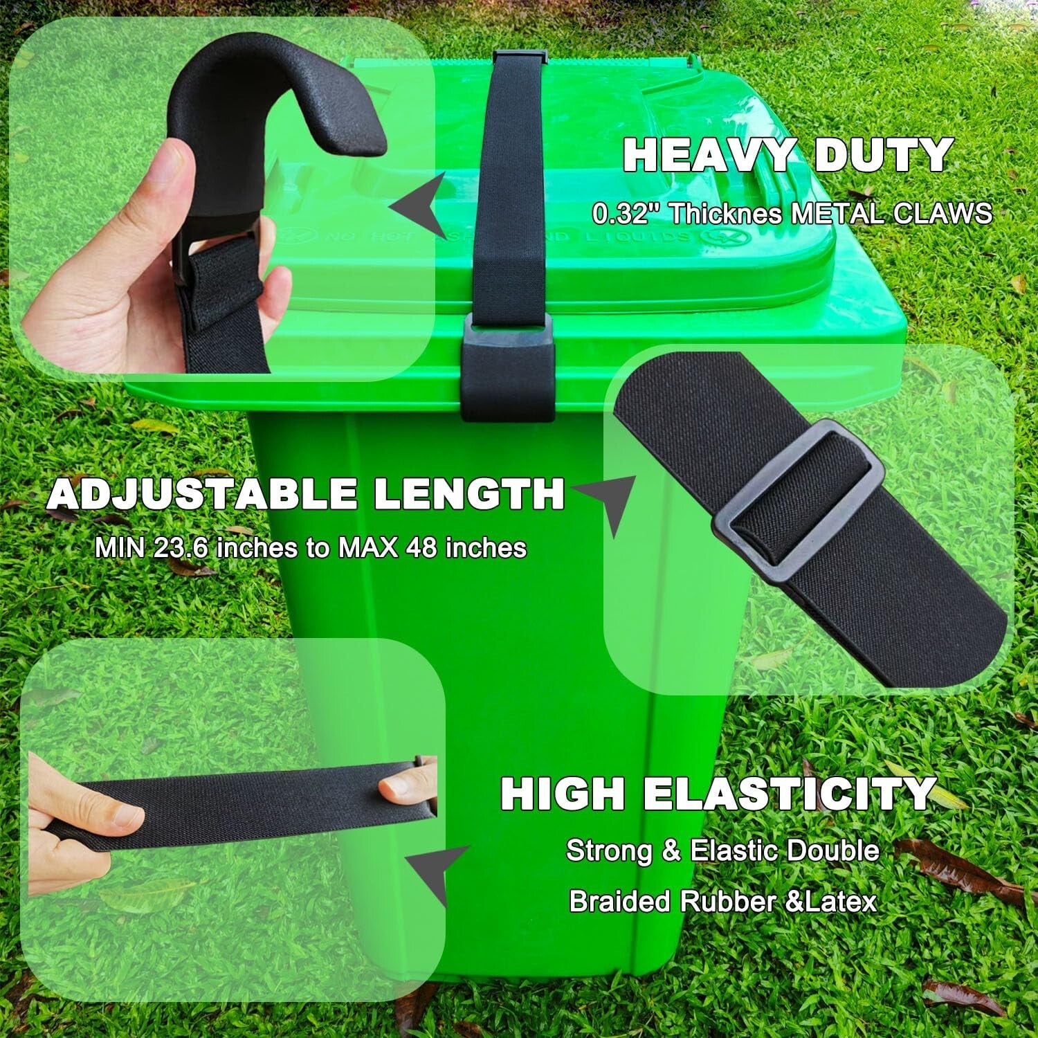 Effective Double Claw Design Trash Can Locks – Universal Fit for 28-96 Gallons